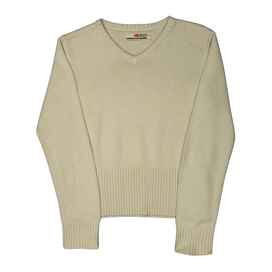 Lee Cooper V-Neck Jumper - Large Cream Knitted