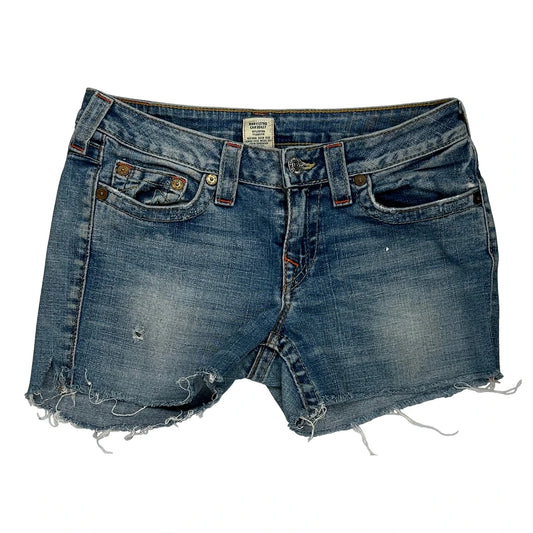True Religion Denim Shorts - 30W UK 8 Blue Denim