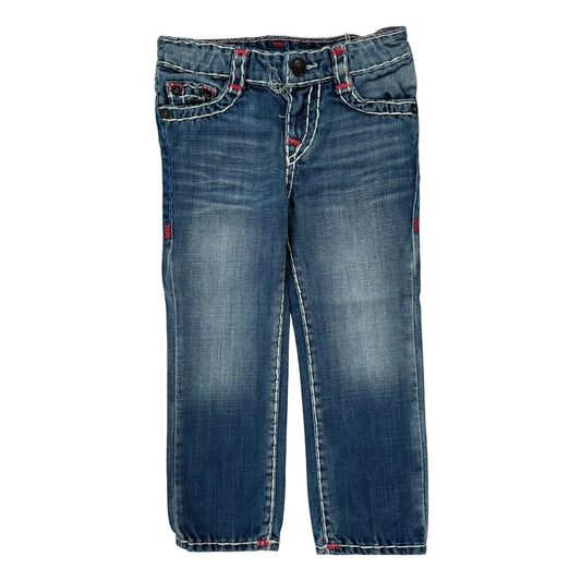 Age 4 True Religion Contrast Stitch Jeans - Small Blue Denim