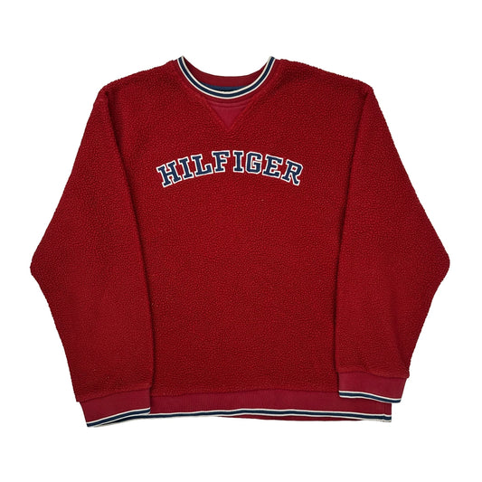 Tommy Jeans Spellout Fleece - XL Red Cotton
