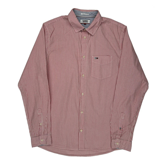 Tommy Jeans Striped Shirt - Small Red Cotton