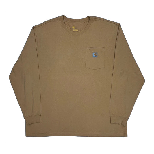 Carhartt Long Sleeve T-Shirt - 2XL Brown Cotton