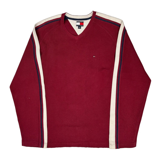 Tommy Hilfiger Striped Jumper - XL Red Cotton