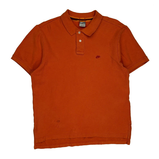 Nike Polo Shirt - Large Orange Cotton