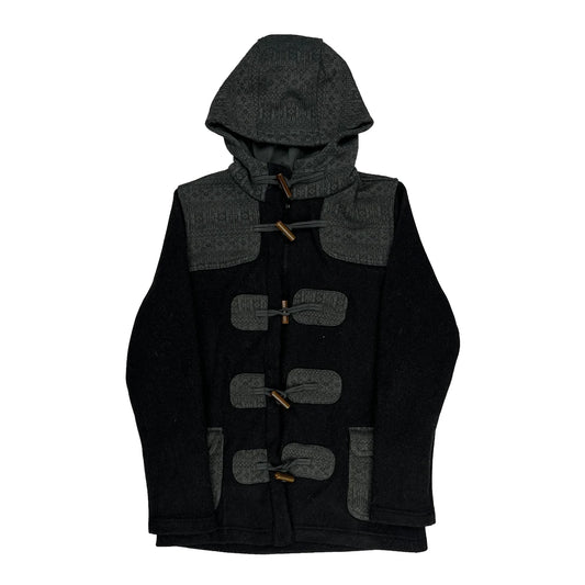 Patagonia Aztec Print Icelandic Duffle Coat - Medium Black Wool Blend