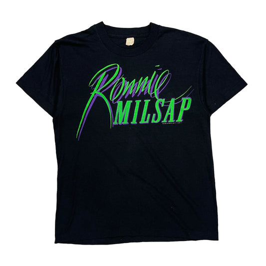 Ronnie Milsap Back To The Grindstone Tour Screen Stars Single Stitch T-Shirt - Large Black Cotton