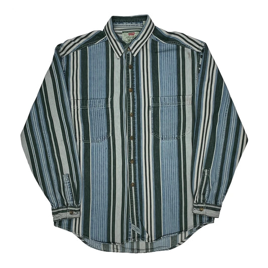 Levis Striped Denim Shirt - Large Blue Cotton