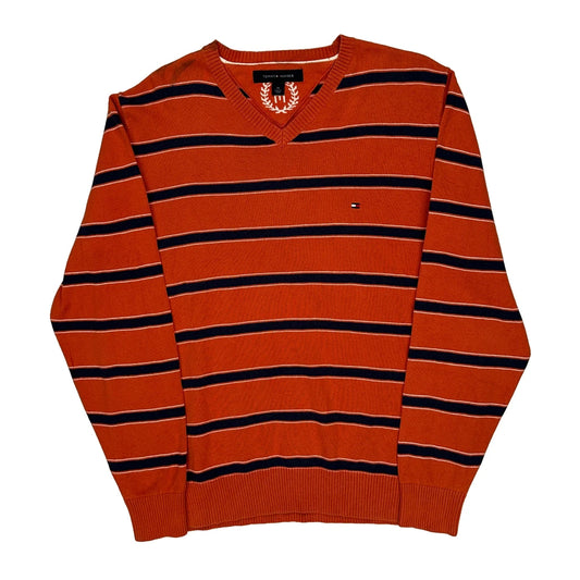 Tommy Hilfiger Striped Jumper - Medium Blue Cotton