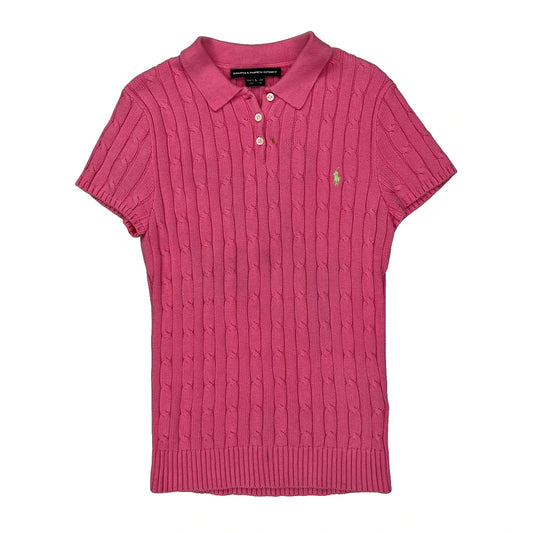 Ralph Lauren Sport Collared Top - Large Pink Cotton
