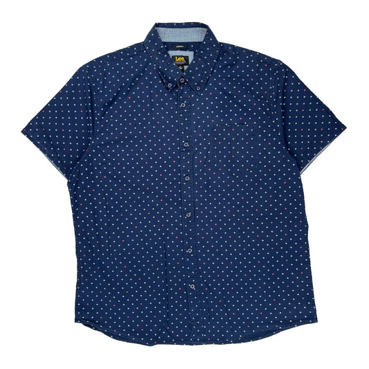 Lee Polka Dot Short Sleeve Shirt - XL Blue Cotton