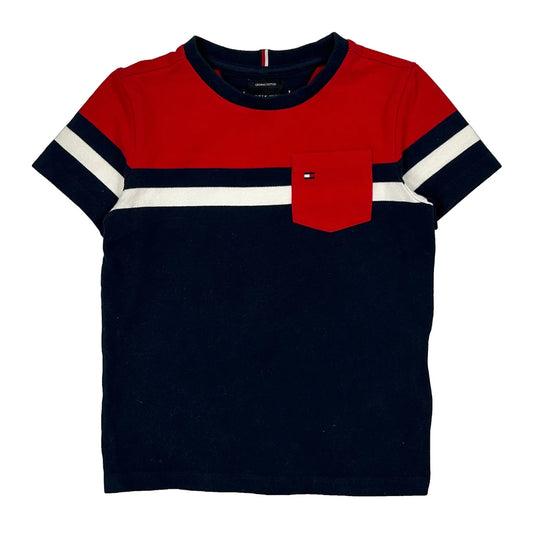 Age 6 Tommy Hilfiger Striped T-Shirt - Small Navy Cotton