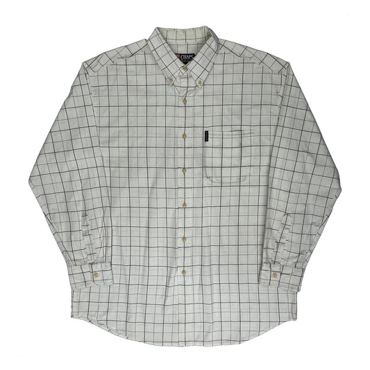 Chaps Ralph Lauren Checked Patterned Shirt - Large Cream Cotton