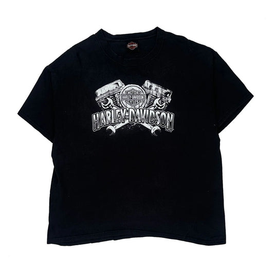 Vintage Schaeffer'S Harley-Davidson Harley Davidson Graphic T-Shirt - Large Black Cotton