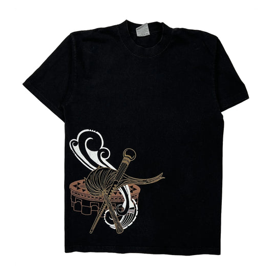 Sword And Shield Design Shaka Wear Graphic T-Shirt - Large Black Cotton