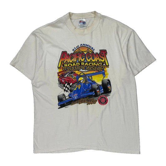 Pacific Coast Road Racing Championship Hanes Single Stitch T-Shirt - XL White Cotton