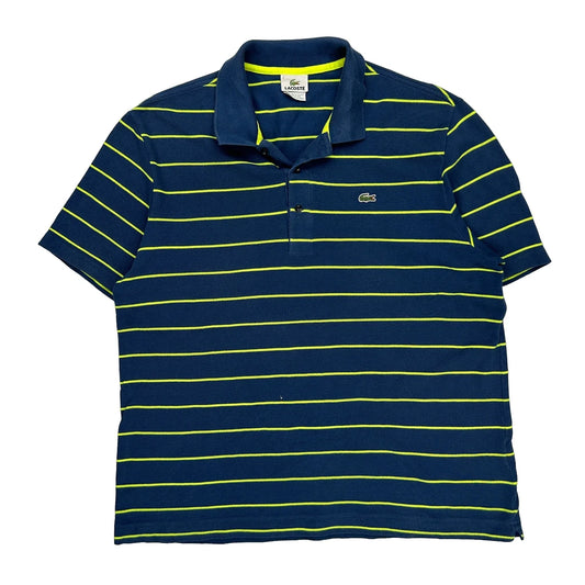 Lacoste Striped Polo Shirt - 2XL Yellow Cotton