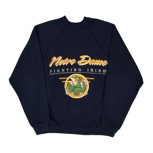 Made In USA 90S Unbranded Fighting Irish Raglan Sweatshirt - Medium Navy Cotton