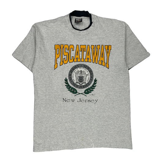 Made In USA Single Stitch Signal Sports College T-Shirt - XL Grey Cotton