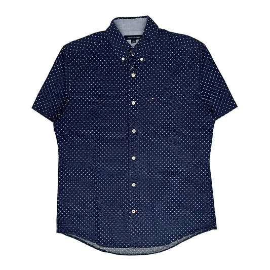Tommy Hilfiger Polka Dot Short Sleeve Shirt - Medium Navy Cotton