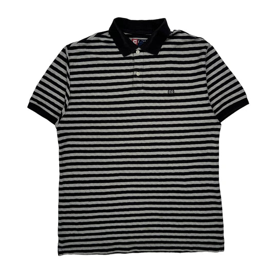 Chaps Ralph Lauren Striped Polo Shirt - Medium Black & White Cotton