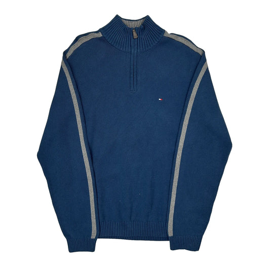 Vintage Tommy Hilfiger 1/4 Zip - Large Blue Cotton