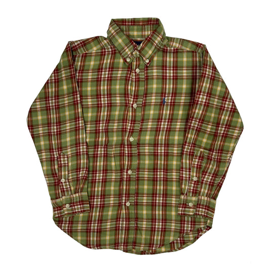 Age 5 Ralph Lauren Checked Shirt - Small Green Cotton