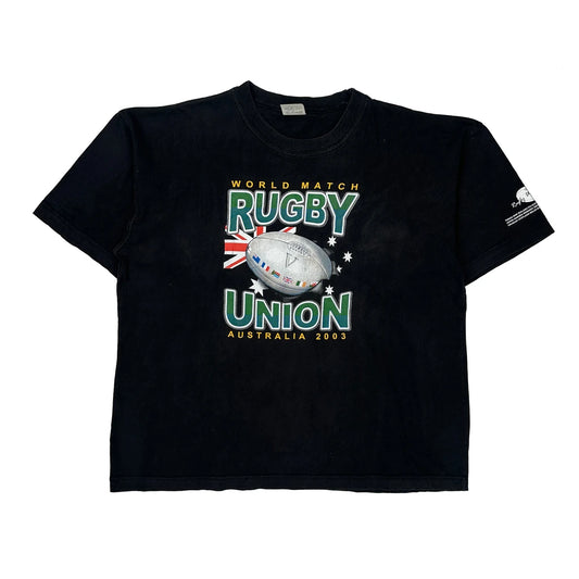 World Match Rugby Union Australia 2003 Gooses Tshirts Graphic T-Shirt - 2XL Black Cotton