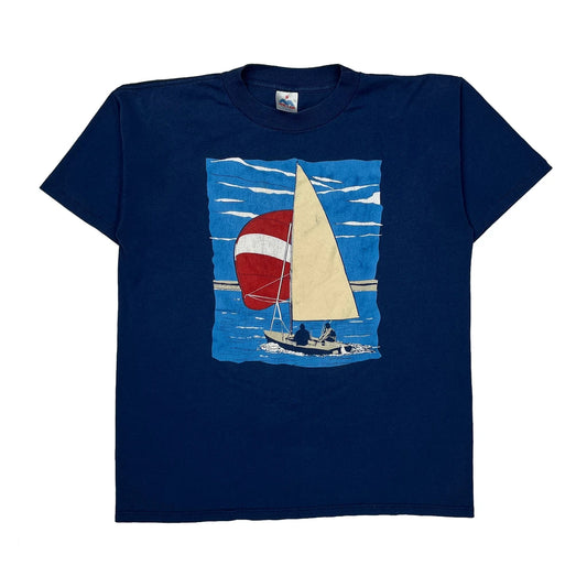 Sailing Miller Single Stitch T-Shirt - XL Blue Cotton
