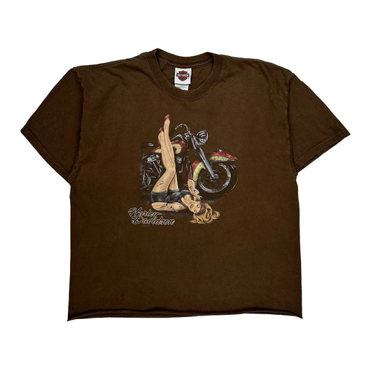 Harley-Davidson Of Bloomington Indiana Harley Davidson Graphic T-Shirt - XL Brown Cotton