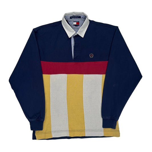 Tommy Hilfiger Striped Rugby Shirt - XL Blue Cotton