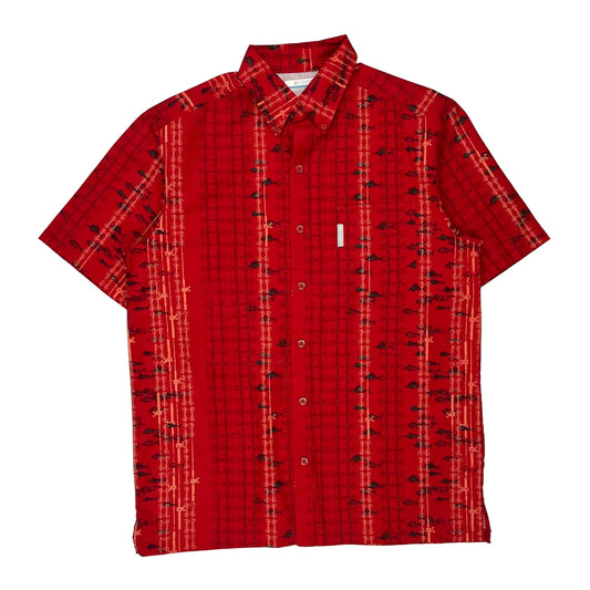 Fishing Columbia Hawaiian Shirt - Small Red Cotton