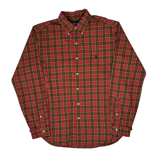 Classic Fit Ralph Lauren Checked Shirt - Medium Red Cotton