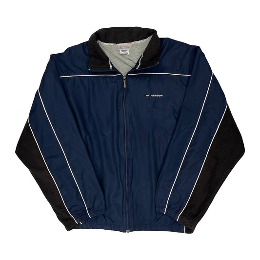 Reebok Striped Track Jacket - XL Blue Nylon