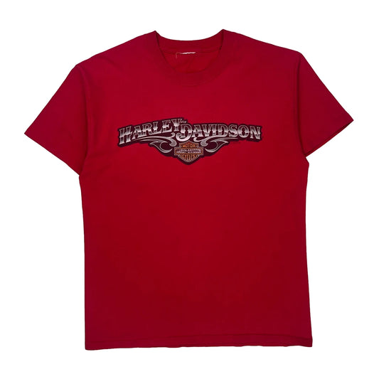 Vintage City Of Blues Harley Davidson Graphic T-Shirt - Medium Red Cotton