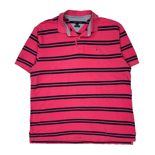 Tommy Hilfiger Striped Polo Shirt - XL Pink Cotton