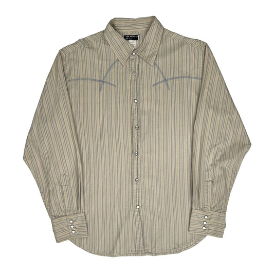 Vintage Guess Striped Shirt - XL Beige Cotton