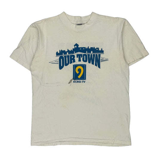 Our Town Oneita Single Stitch T-Shirt - Large White Cotton