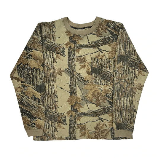 Mossy Oak Camo Sweatshirt - Medium Camo Cotton Blend