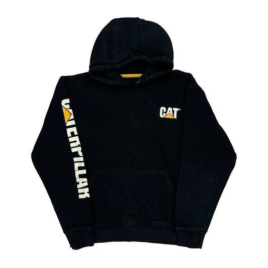 Cat Spellout Hoodie - Large Black Cotton Blend