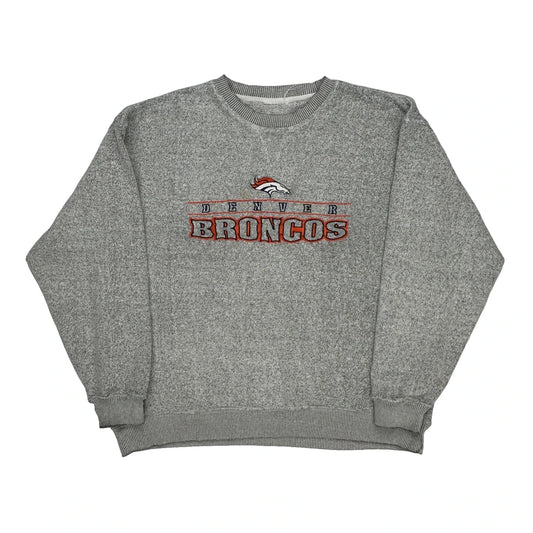 Denver Broncos Nfl Football Jumper - Large Grey Cotton Blend