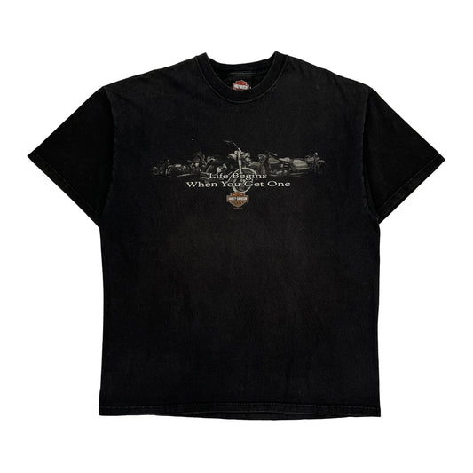 Route 66 Harley Davidson Graphic T-Shirt - XL Black Cotton