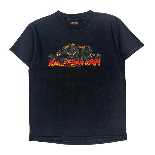 Vintage Age 10-12 Harley Davidson Graphic T-Shirt - Medium Black Cotton