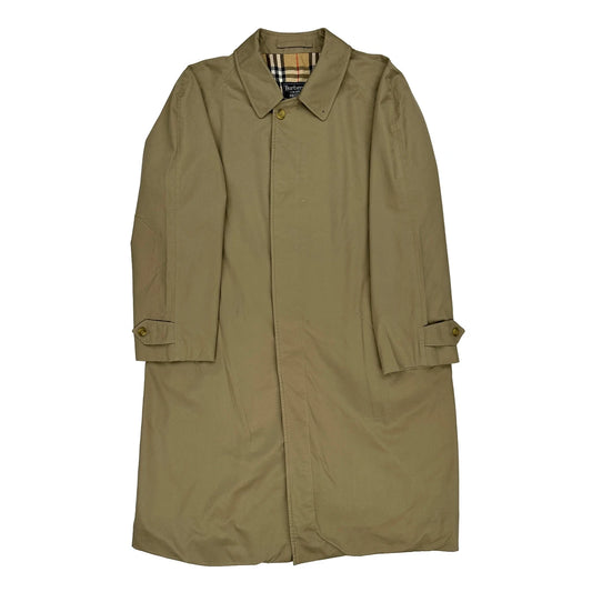 Burberry Checked Trench Coat - Large Beige Cotton