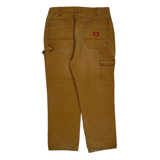 Dickies Double Knee Carpenter Trousers - 35W 29L Brown Cotton