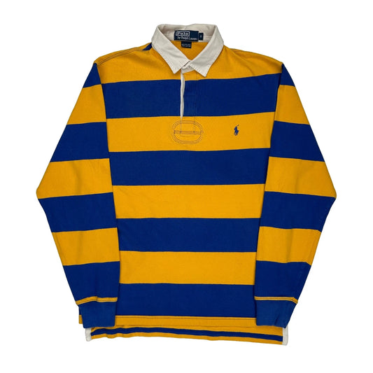 Polo By Ralph Lauren Striped Rugby Shirt - Small Blue Cotton