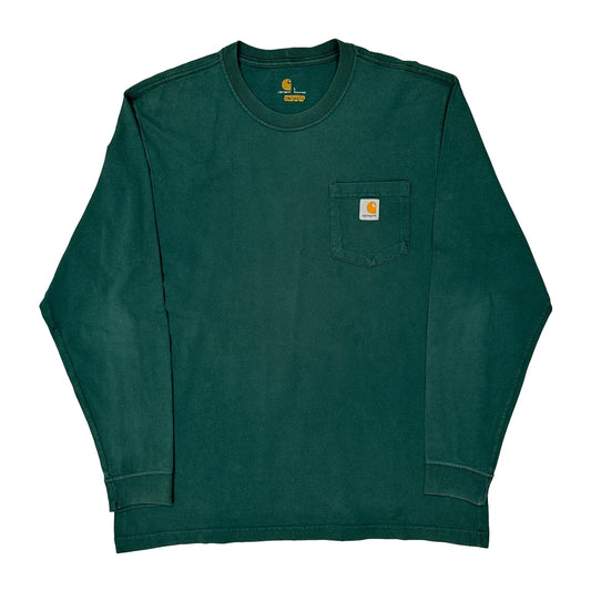 Carhartt Long Sleeve T-Shirt - Large Green Cotton