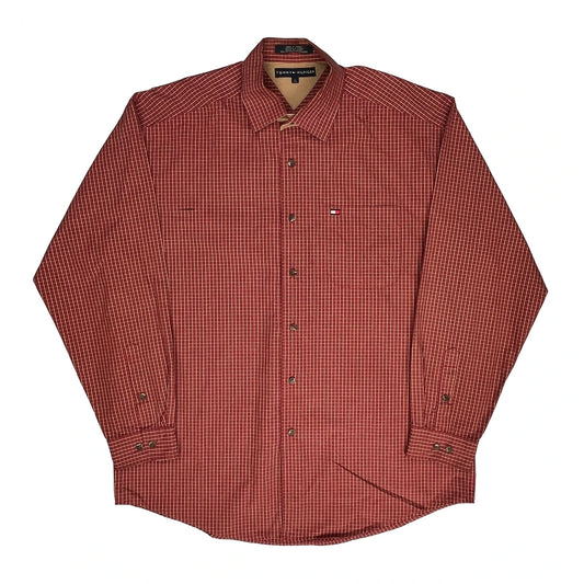 Tommy Hilfiger Checked Shirt - Large Red Cotton