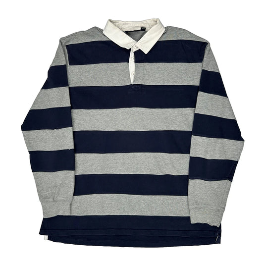 Club Room Striped Rugby Shirt - XL Grey Cotton