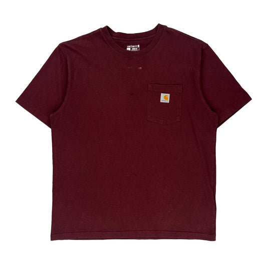 Carhartt T-Shirt - Large Burgundy Cotton