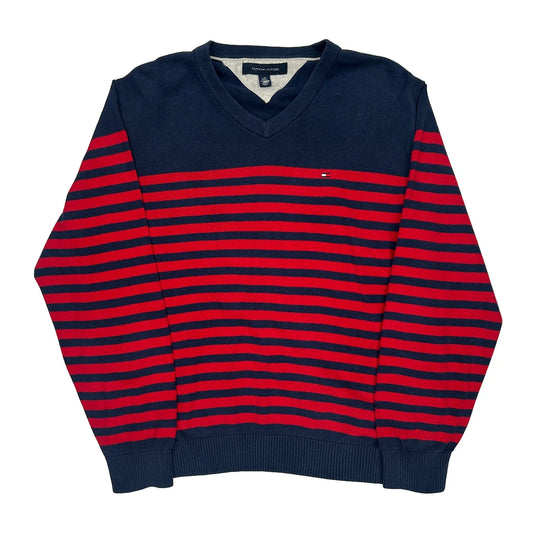 Tommy Hilfiger Striped Jumper - Large Navy Cotton